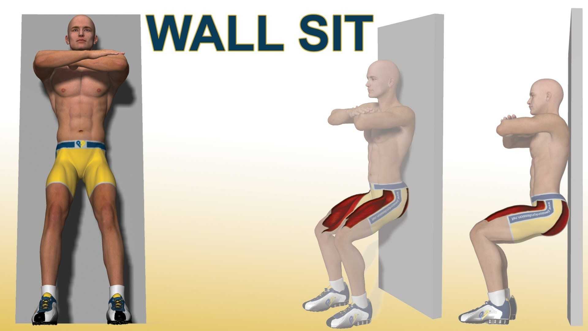 Упражнение «стульчик у стены» для похудения, укрепления ног и ягодиц